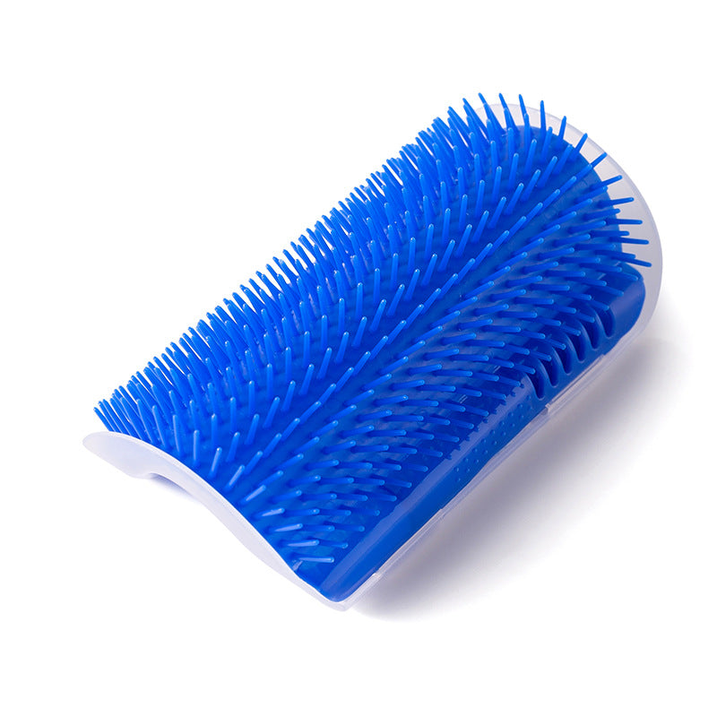 Blue grooming brush on a white background