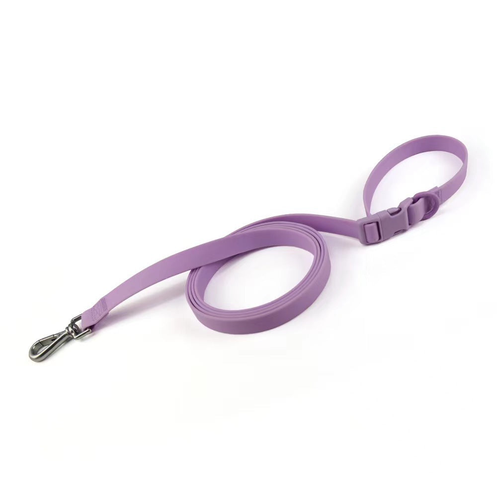 Purple dog leash on a white background