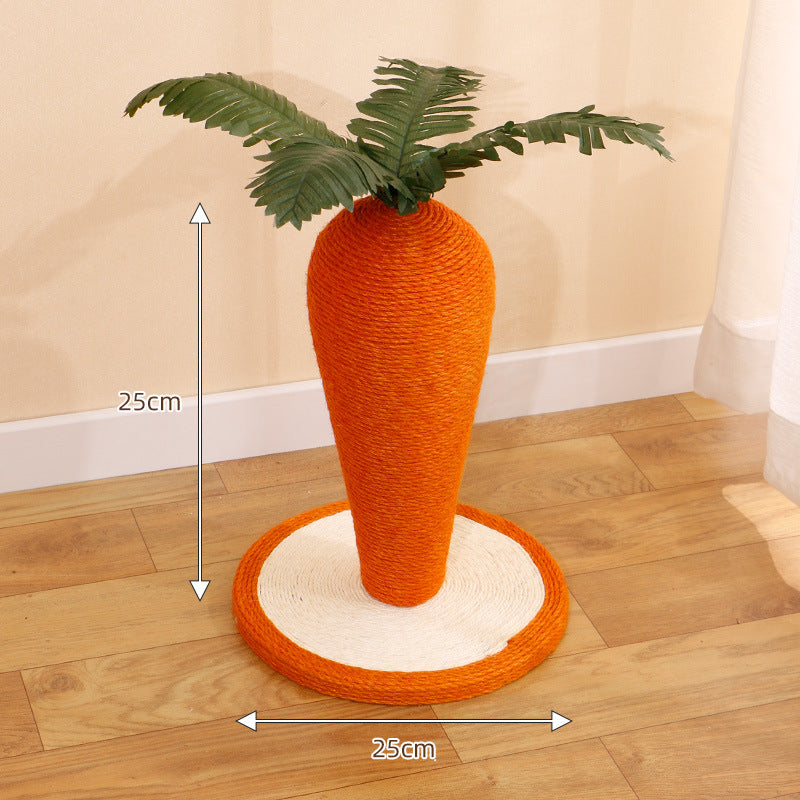Carrot-shaped toy with green top on a white background