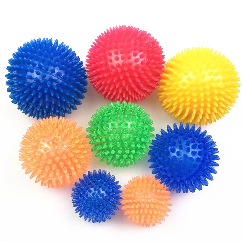 Colorful spiky balls on a white background