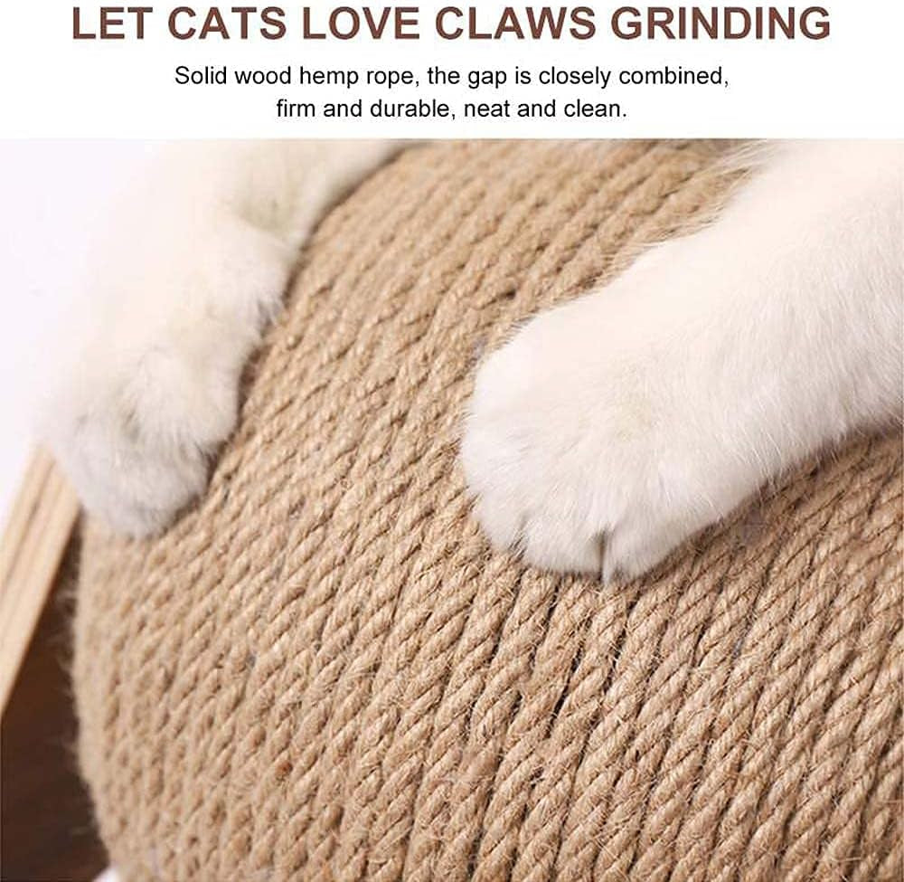 Cat paws on a rope scratcher with text about cat claw care.