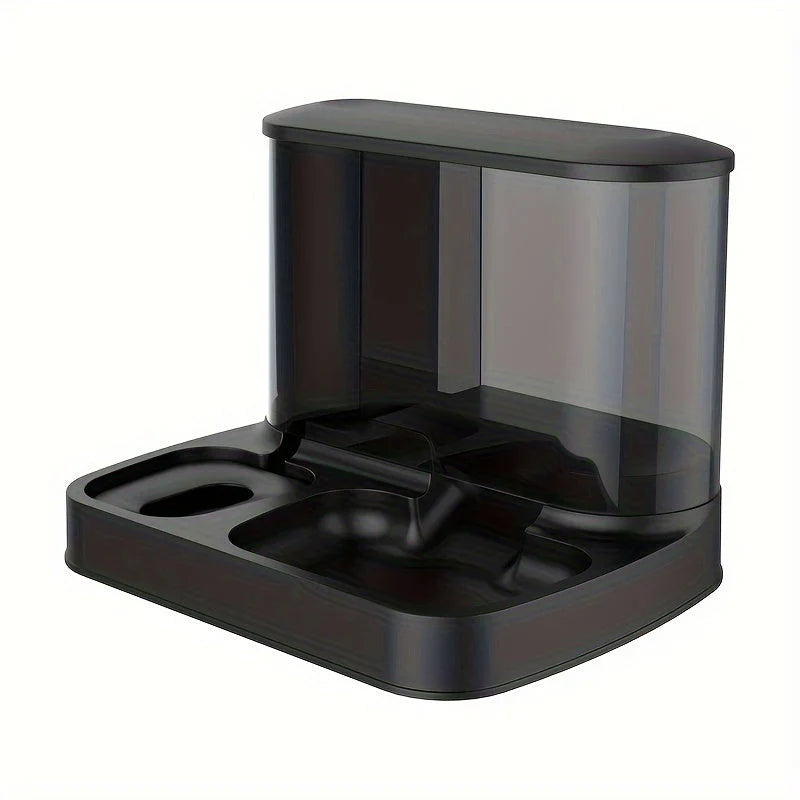 Black pet feeder on a white background