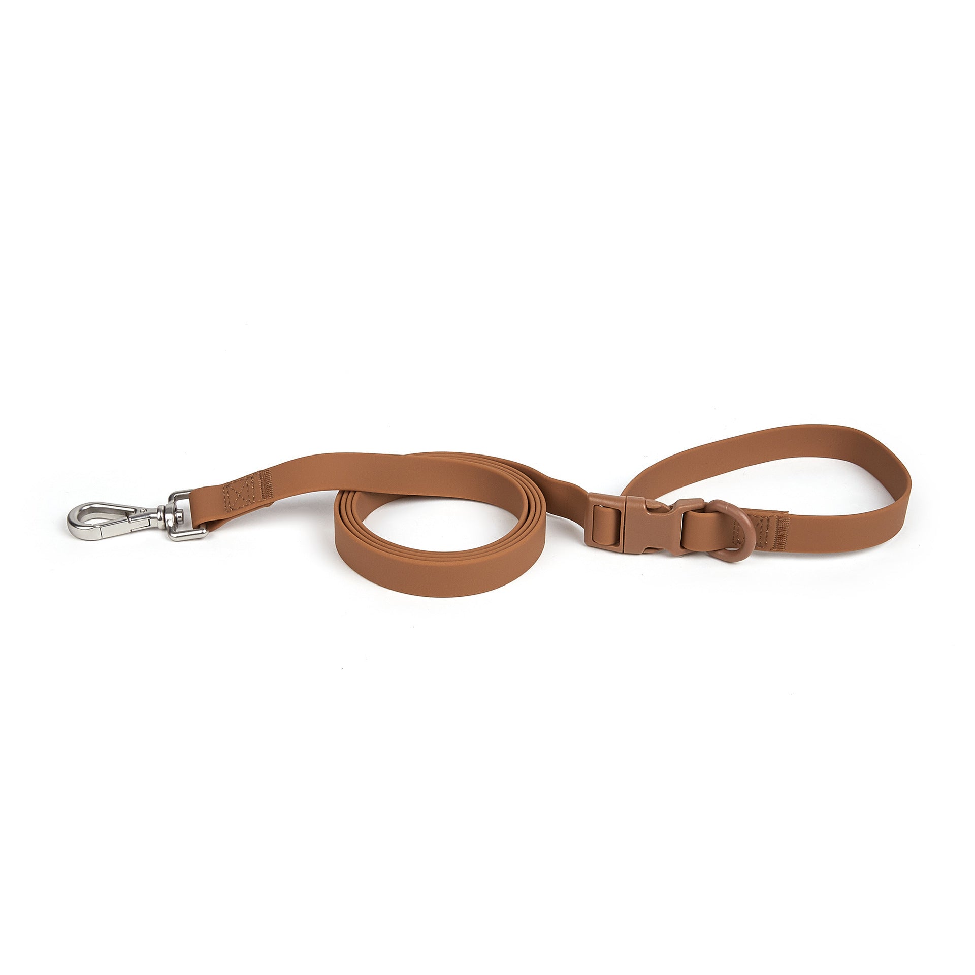 Brown dog leash on a white background