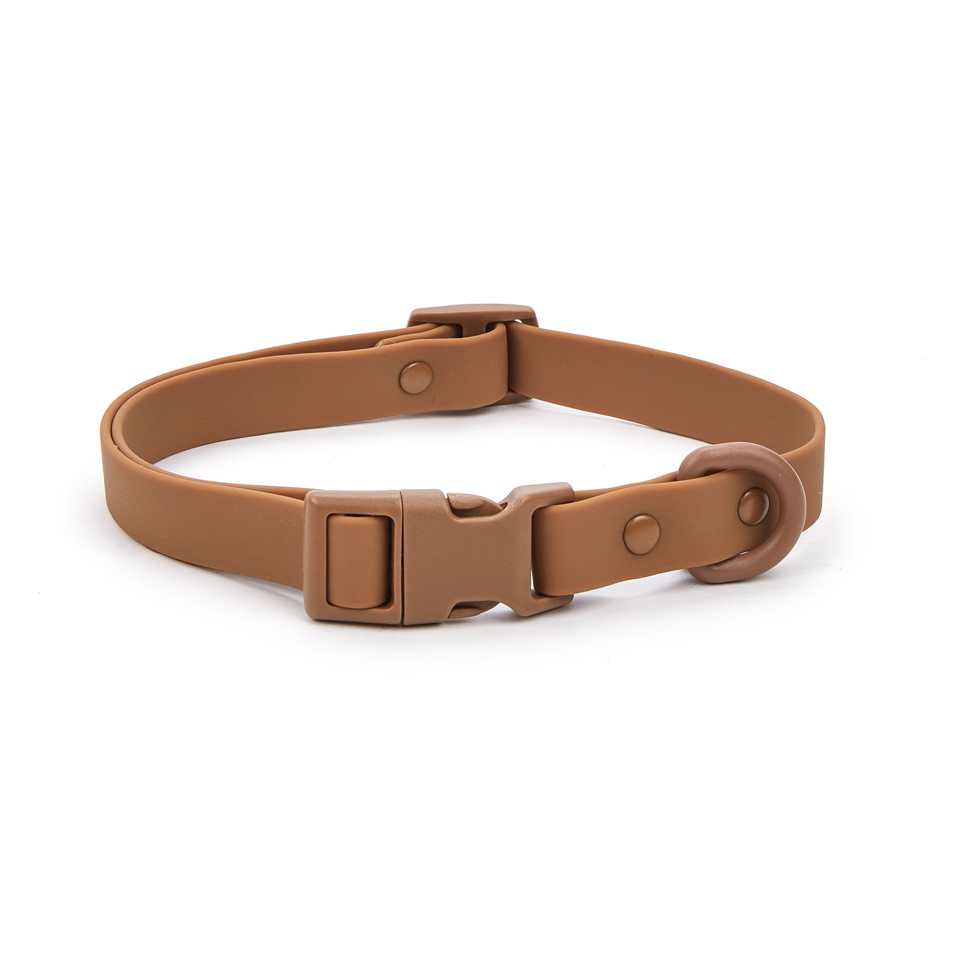 Brown dog collar with a buckle on a white background