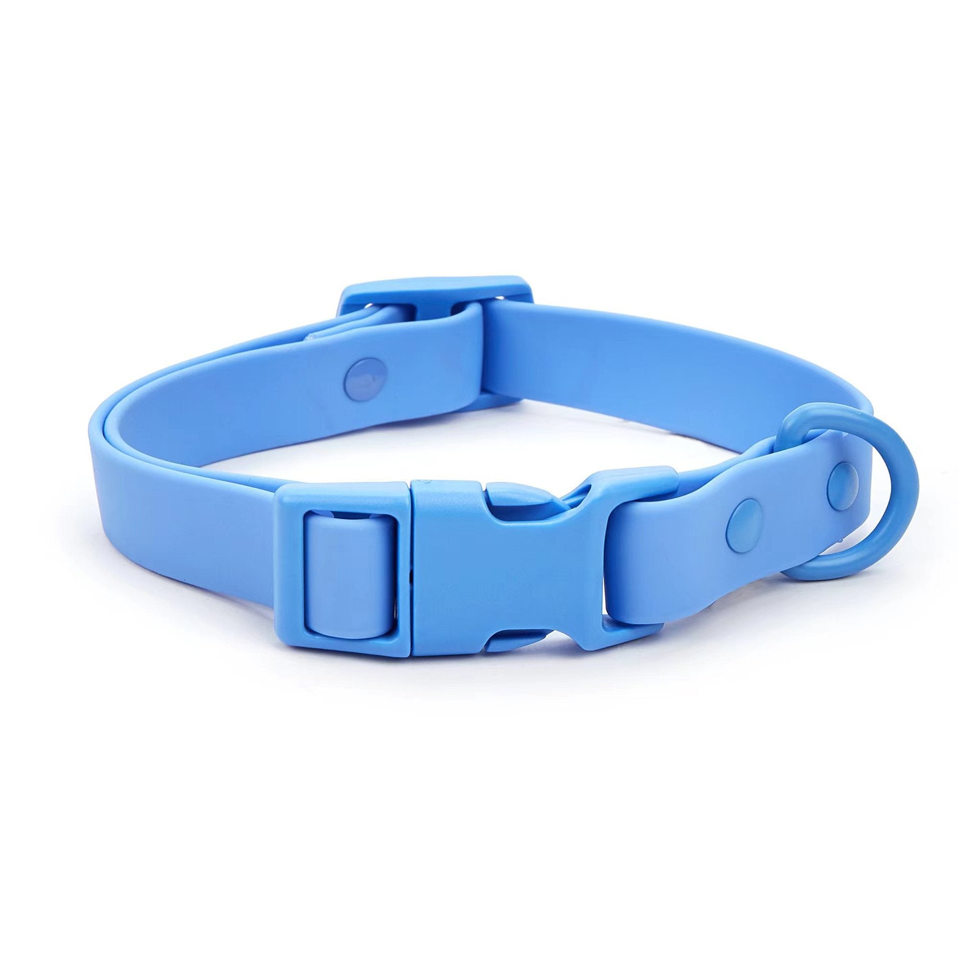 Blue dog collar on a white background