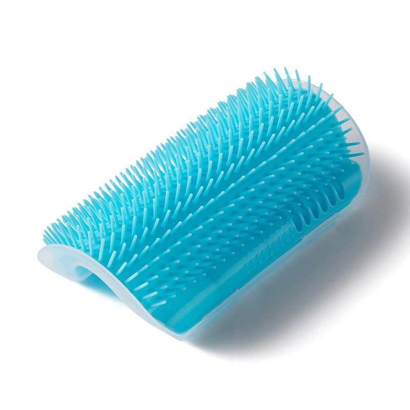 Blue grooming brush on a white background