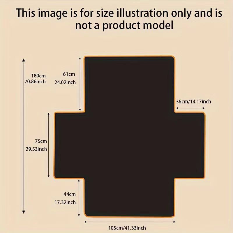 Measurement chart of a car boot cover with dimensions on a beige background