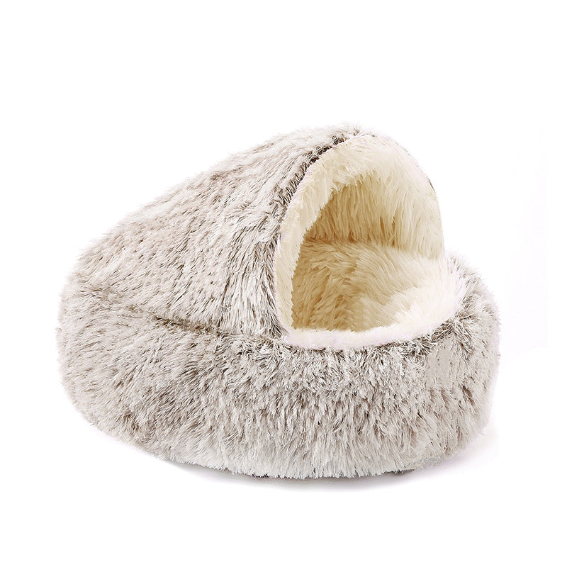 Fluffy pet bed on a white background