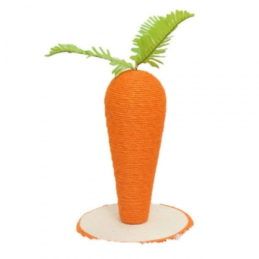 Carrot-shaped toy with green top on a white background