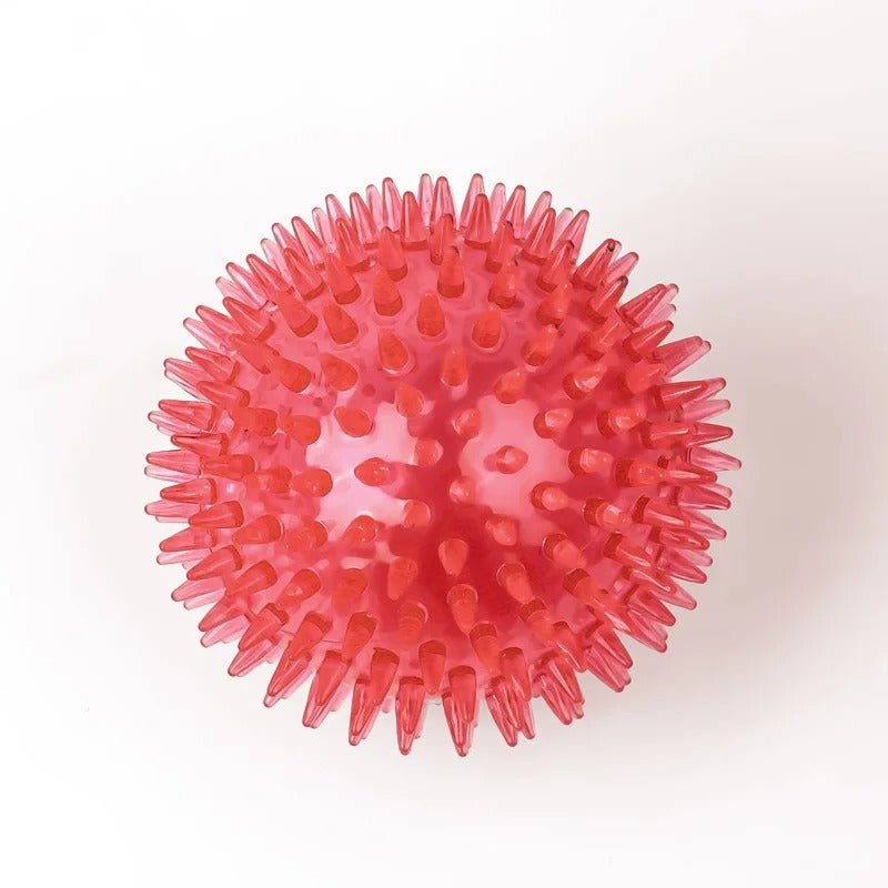 Red spiky ball on a white background